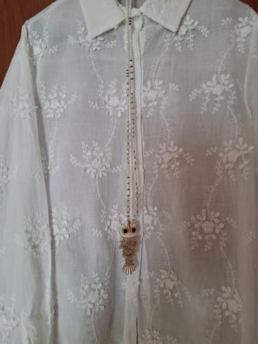 Customer photo review of Solid Embroidered Drop Shoulder Shirt
