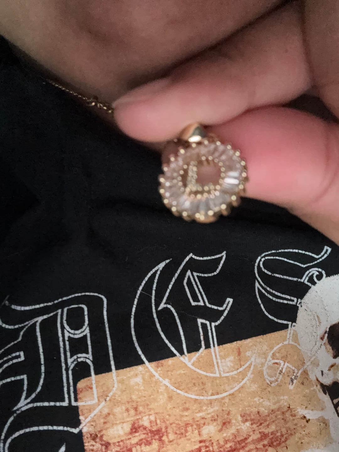 Customer photo review of Iced Baguette Initial Necklace