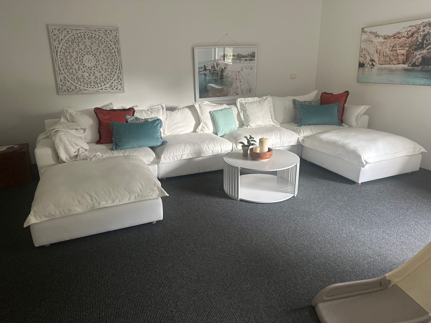 Customer photo review of Bullion Fringe Bleu Velvet Cushion Cover 40x60cm