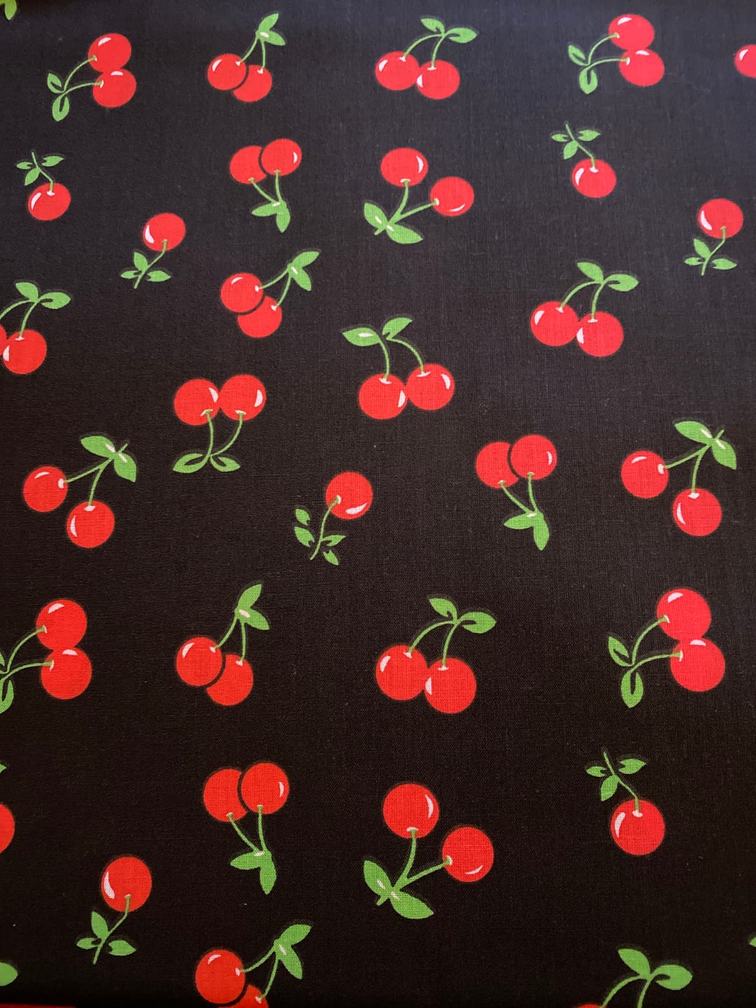 Customer photo review of Cherries and Leaves Polycotton Fabric