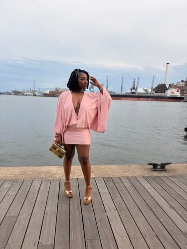 Customer photo review of ISLA MINI DRESS - DUSTY ROSE