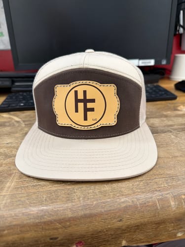 Customer photo review of Custom Leather Patch Hats Richardson 168 Laser Engraved