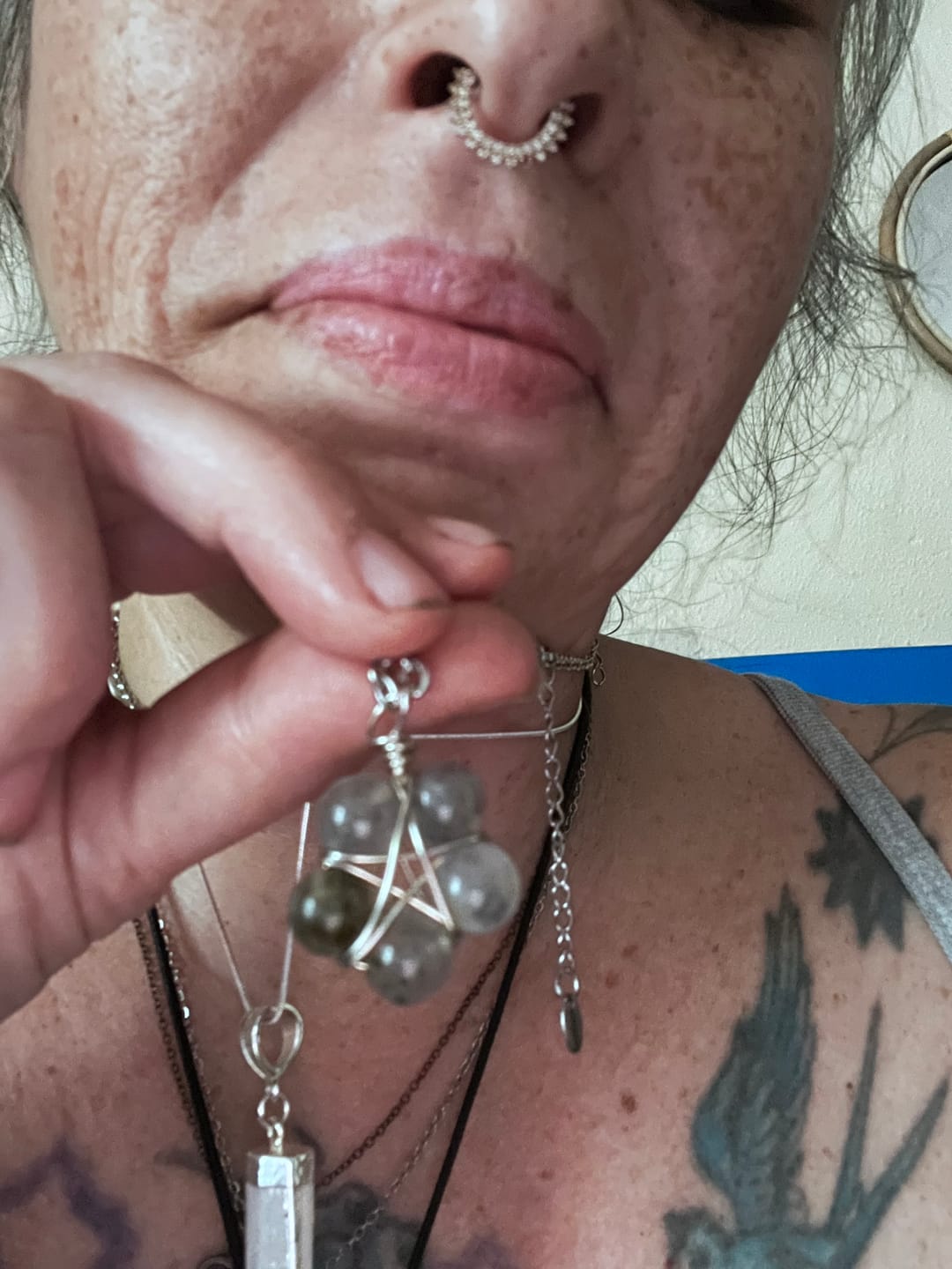 Customer photo review of Crystal Pentagram Necklace – Your Shield in Unsteady Times
