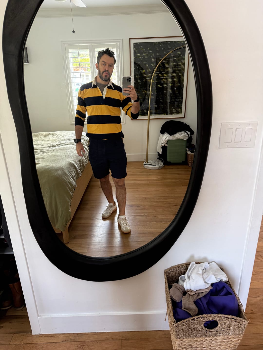 Customer photo review of Classic Fit Striped Jersey Rugby Shirt - Yellow/Navy