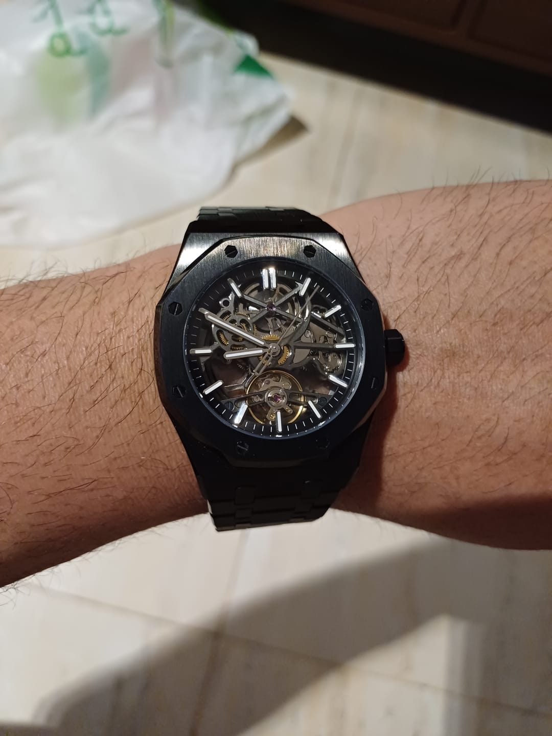Customer photo review of Luxury Automatic Skeleton Men’s Watch – Steel, Luminous, 30M