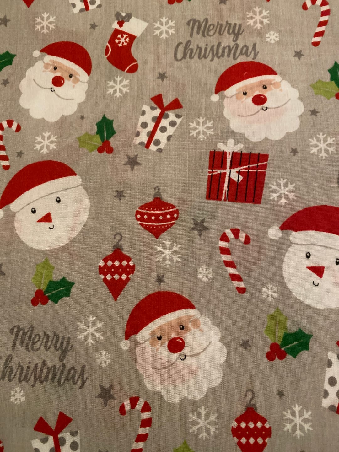 Customer photo review of Christmas Ornaments on Silver Polycotton Fabric