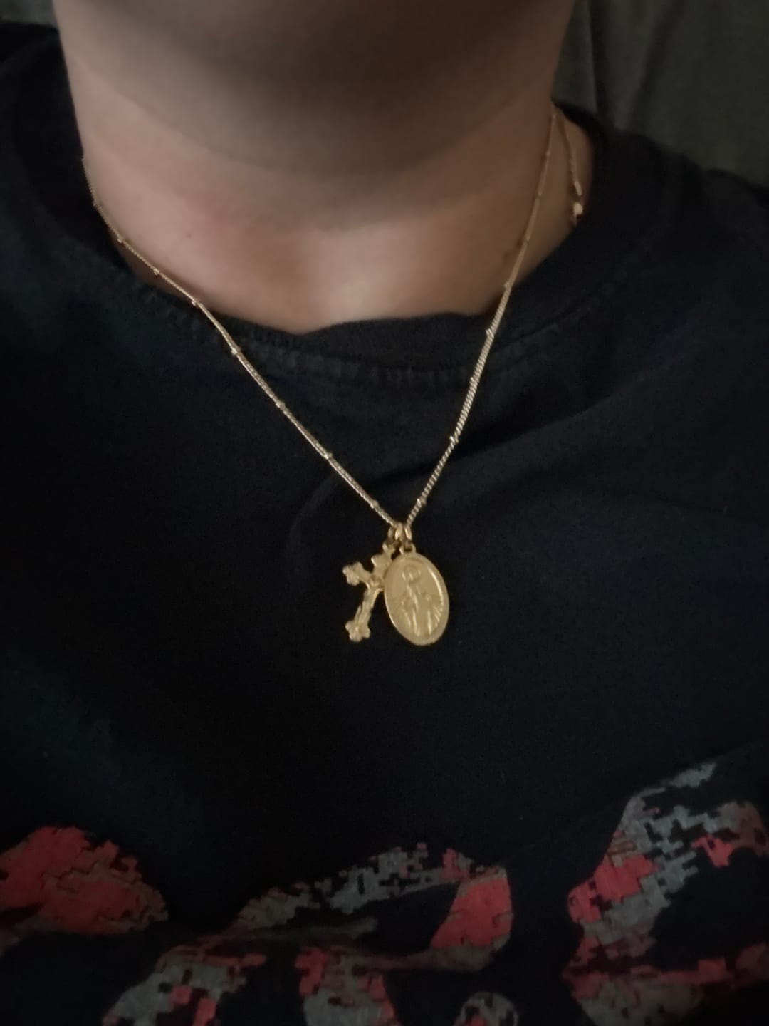 Customer photo review of Miraculous Medal + Crucifix Gold Filled Satellite Chain Necklace