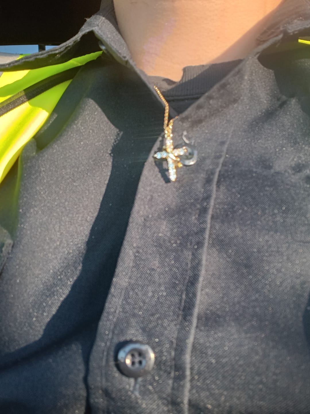 Customer photo review of FREE Today: Modern Crowned in Faith Cross Necklace, Earrings