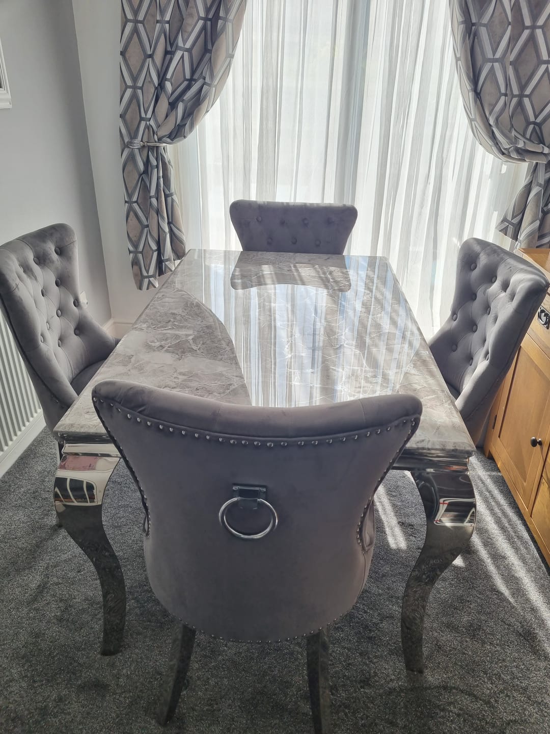 Customer photo review of Vienna Marble Dining Table With Chelsea Ring Knocker Chairs