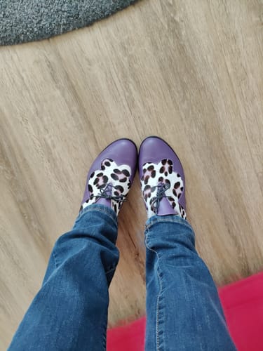 Customer photo review of Juno Pony Uva scarpina bassa in nappa viola e cavallino rialzo interno 3,5cm artigianale marchigiana