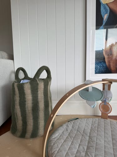 Customer photo review of Toy Basket in Green Stripe - Large