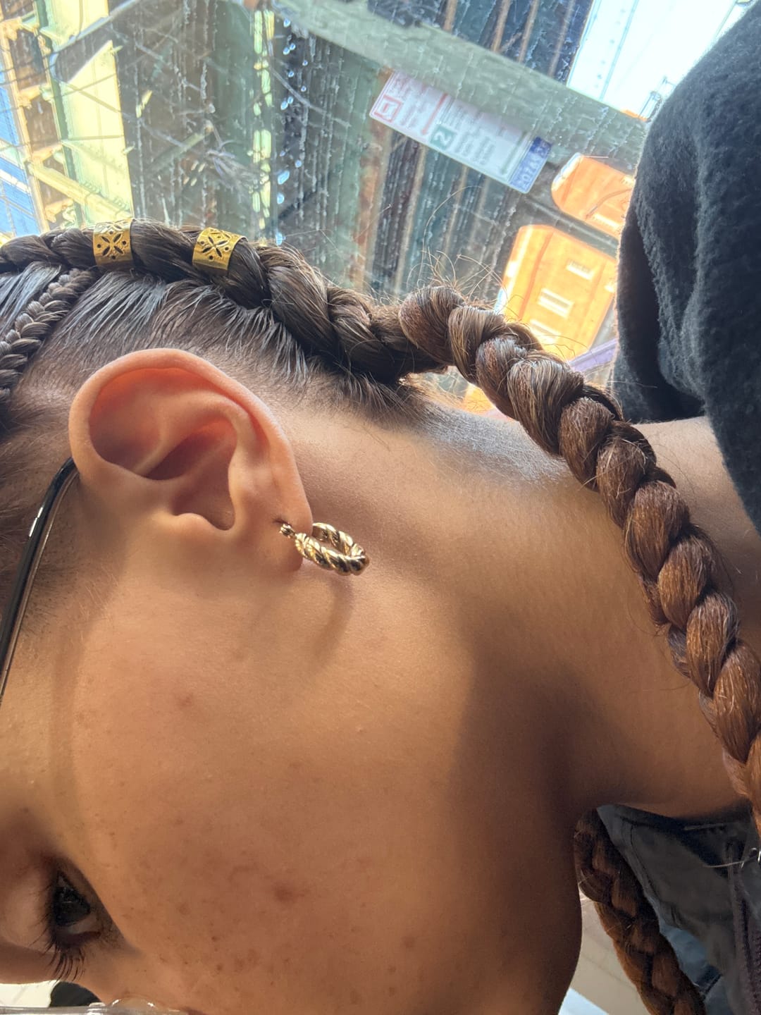 Customer photo review of Twist Hoop Earrings