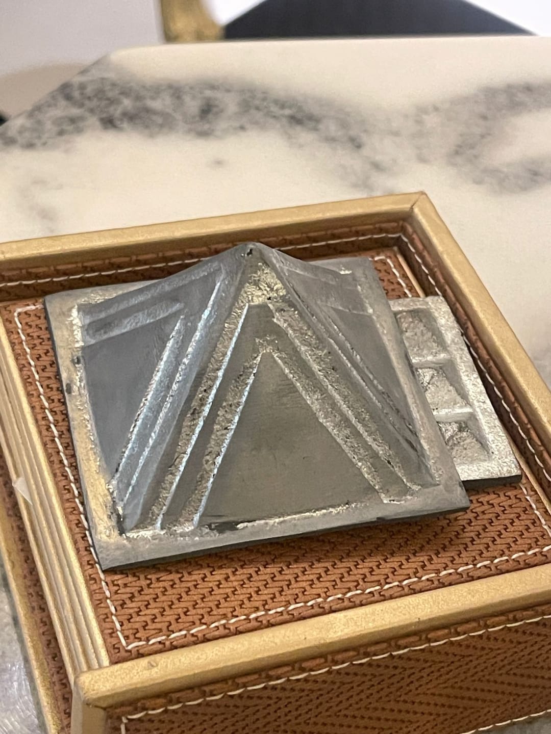 Customer photo review of 2-Layer Aluminium Pyramid Vastu Remedy for Health, Wealth and Positive Energy Balance for Home Entrance, Main Door and Kitchen Placement | 7.6 cm | 110 g