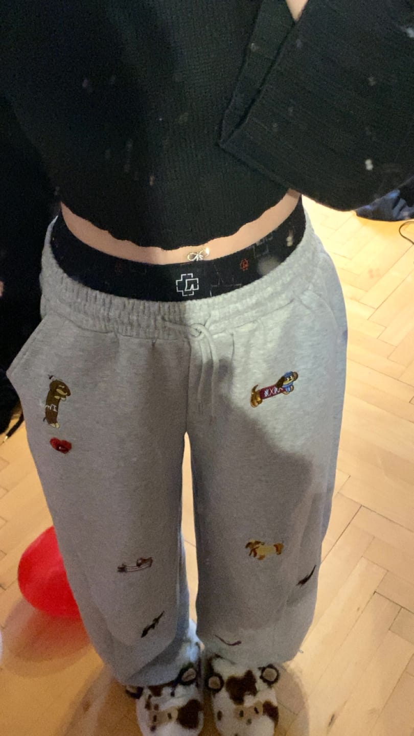 Customer photo review of Aelfric Eden Embroidery Dog Baggy Barrel Sweatpants