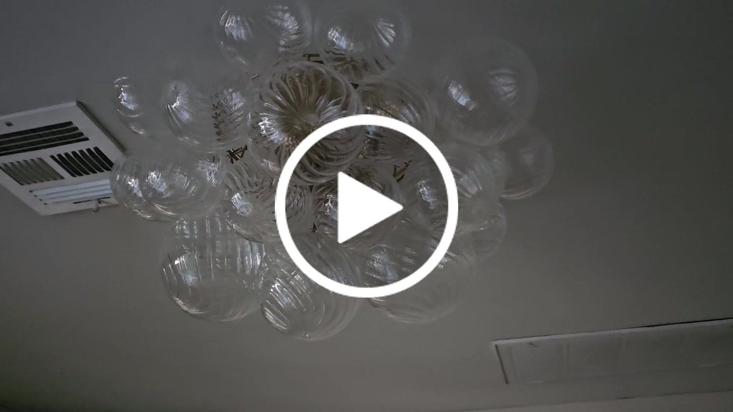 Customer video review of 3-Light Cluster Ribbed Glass Bubble Semi Flush Chandelier
