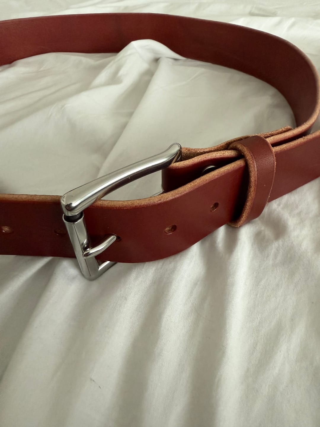 Customer photo review of The Man Belt – 1¾″ Heavy-Duty Leather Work Belt (Chestnut)