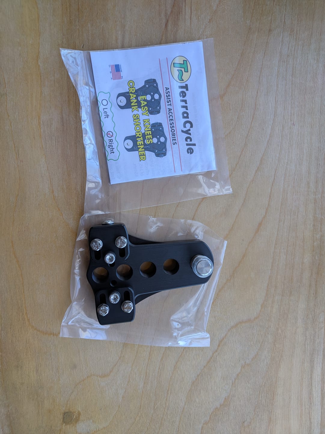 Customer photo review of Easy Knees Crank Shortener (Each)