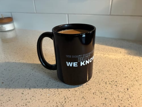 Customer photo review of We Know Mug