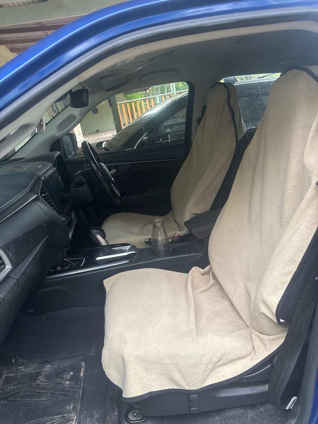 Customer photo review of Waterproof Car Seat Towel – Beige | Towel Society