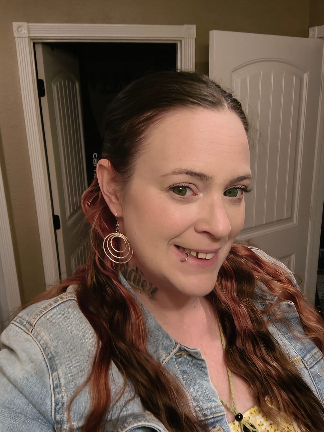 Customer photo review of Silver Stacked Hoop Dangles
