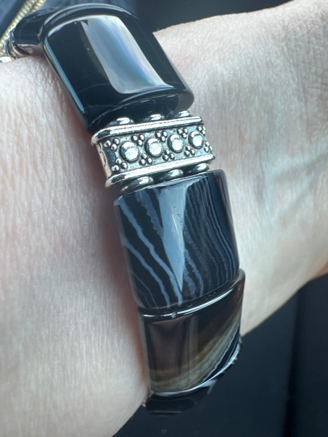 Customer photo review of Bohemian Noir Stretch Apple Watch Strap
