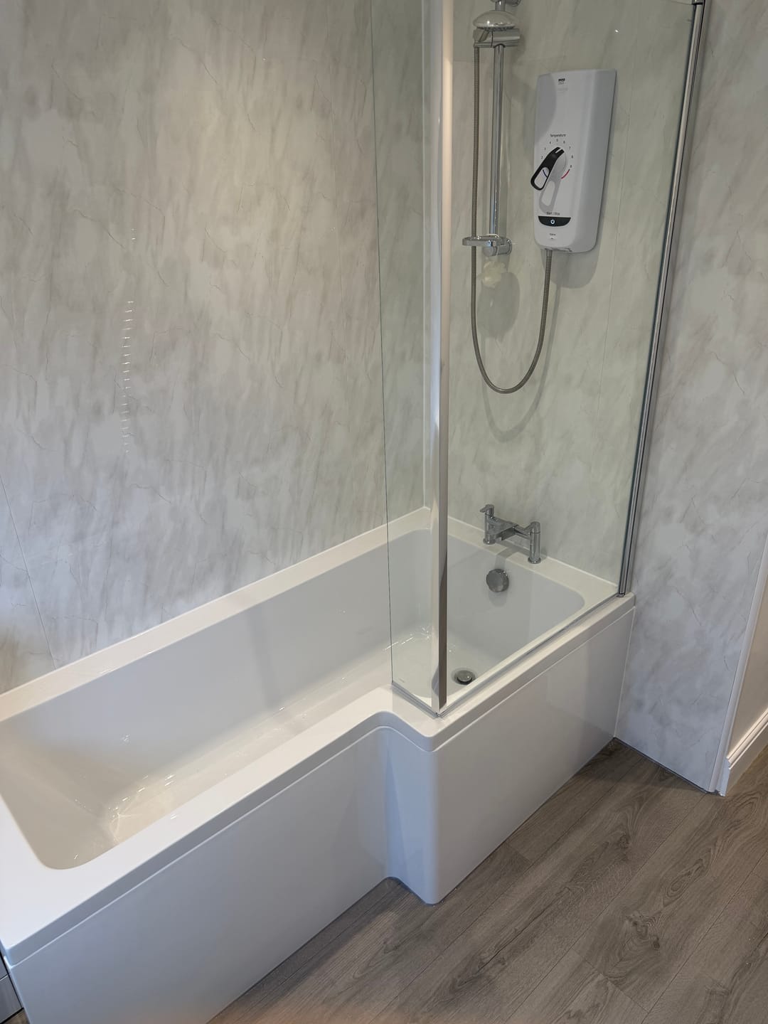 Customer photo review of 10mm Lightning Marble Gloss Shower Panel 1M x 2.4M