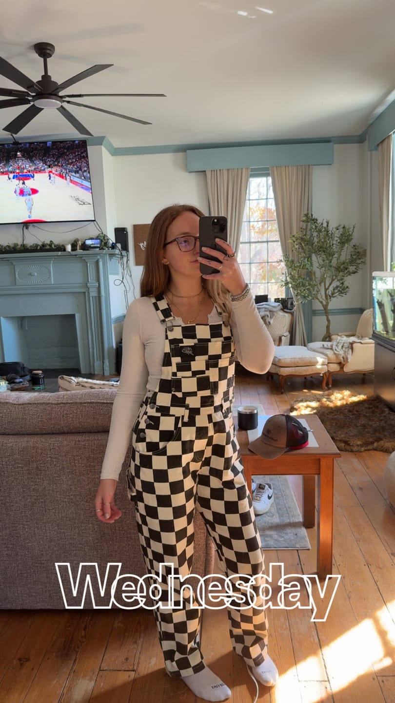Customer photo review of Born Bad Washed Overalls - Checkered
