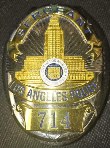 Customer photo review of LAPD Los Angeles Sergeant Police Office Badge Replica Movie Props  Customizable Number