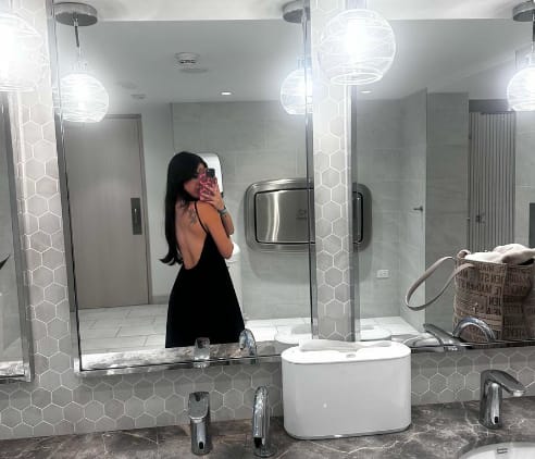 Customer photo review of Backless Maxi Dress