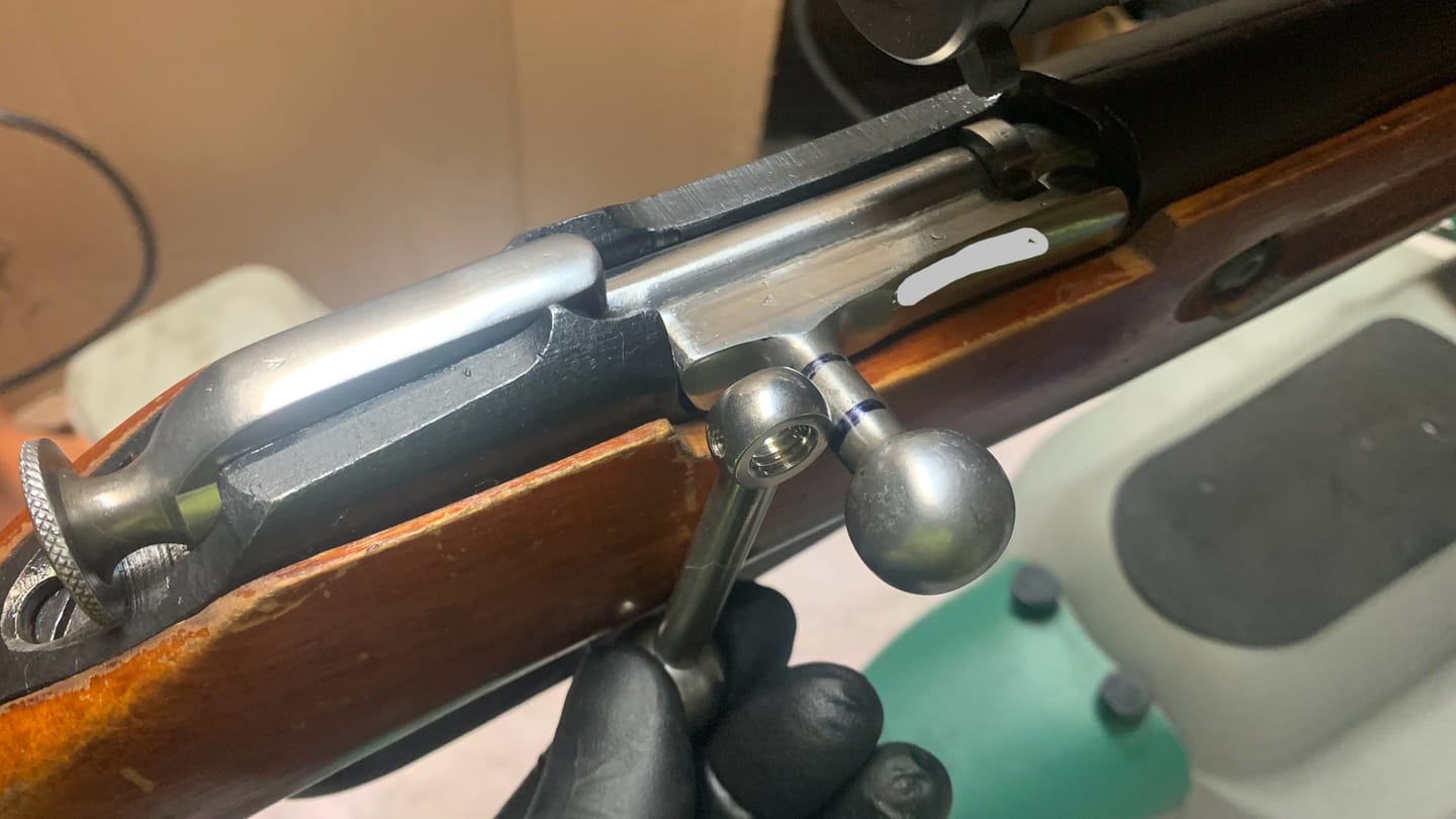 Customer photo review of Mosin Nagant thread on bent bolt handle - no welding required