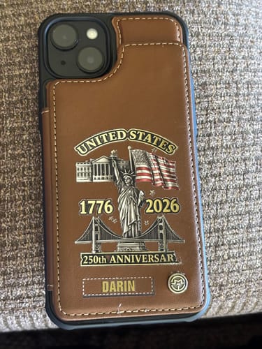 Customer photo review of 250th Anniversary - Personalized Wallet Phone Case