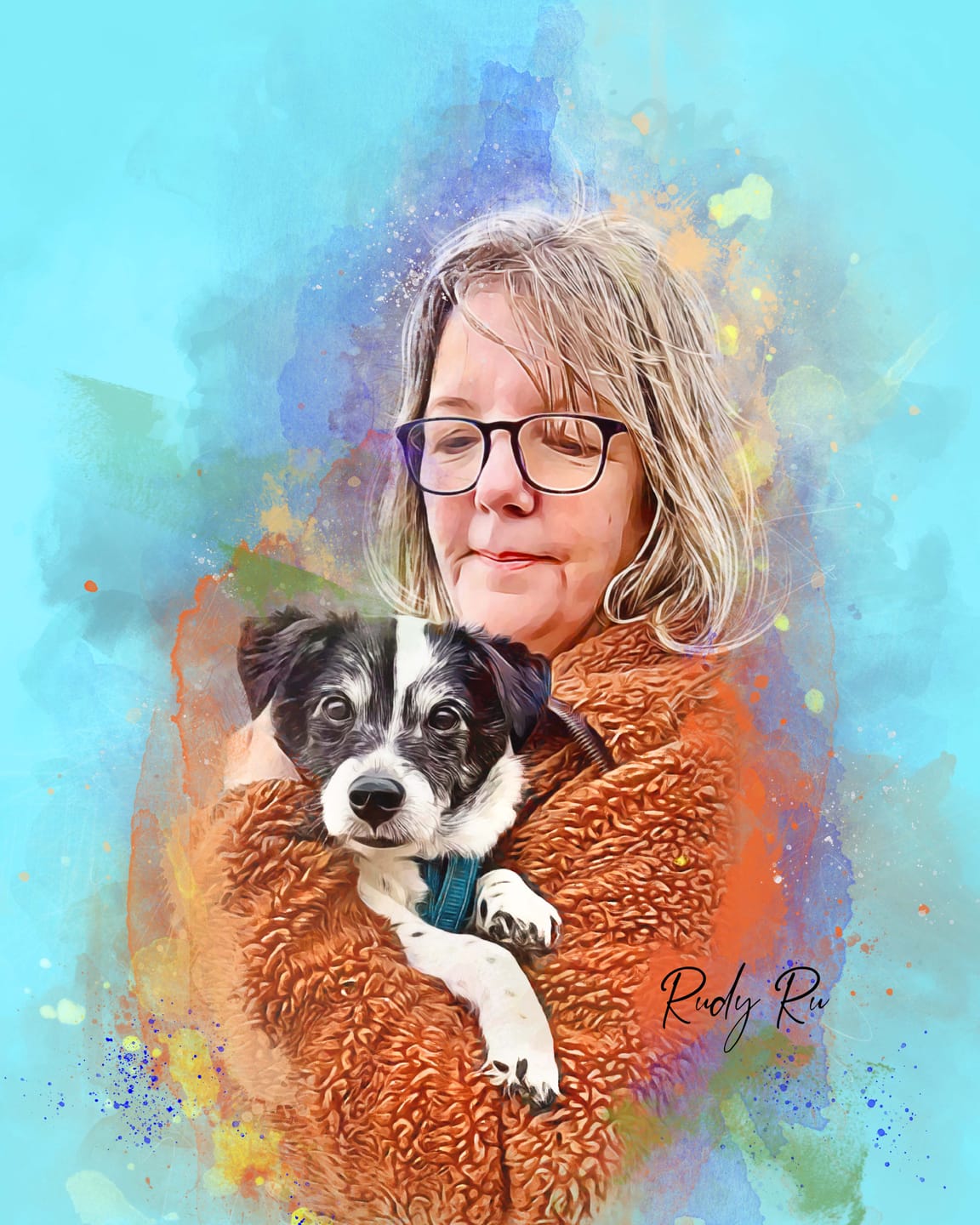 Customer photo review of Custom Watercolor Pet Portrait - Top Pick