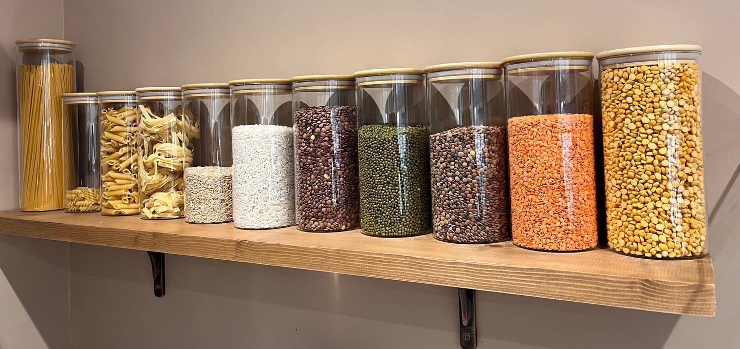 Customer photo review of Glass Bamboo Pantry Jars