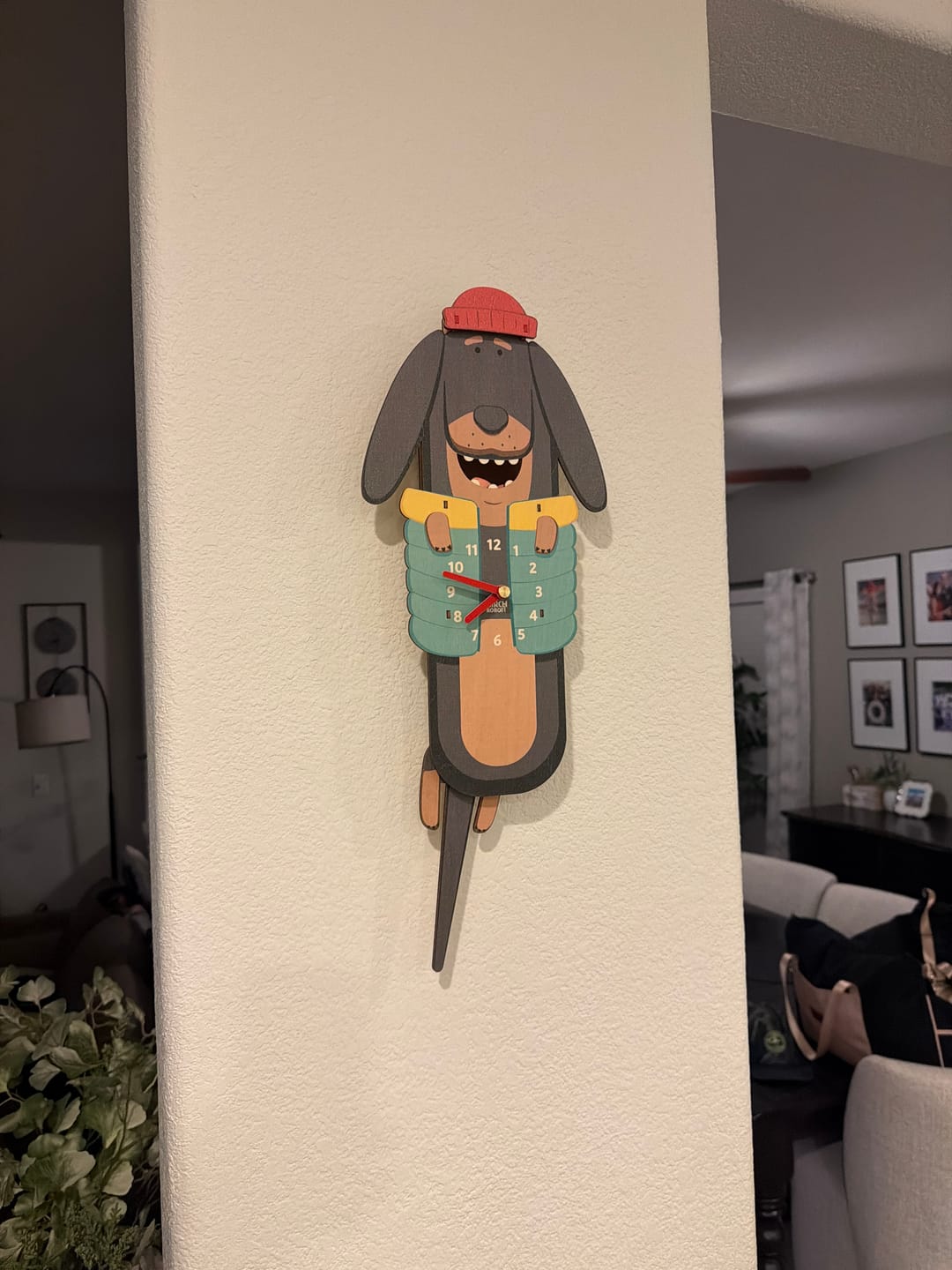 Customer photo review of Gus the Dachshund Pendulum Clock