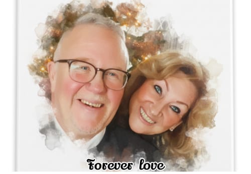 Customer photo review of Aquarel Portret op Tegel - Upload je eigen foto