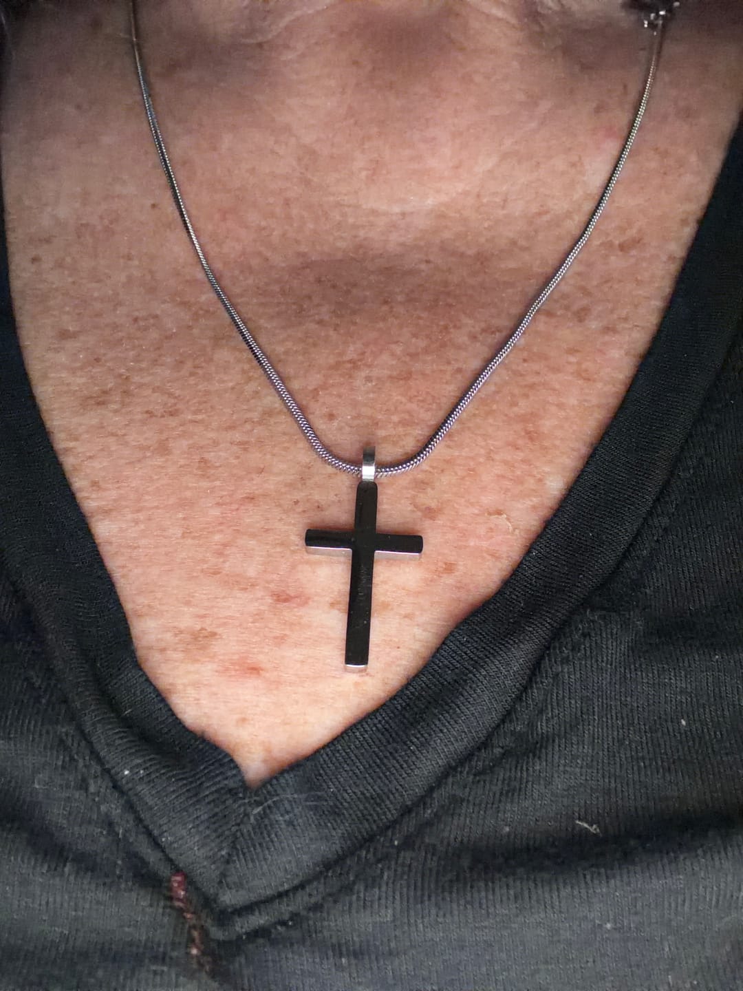 Customer photo review of Classic Cross & Square Chain