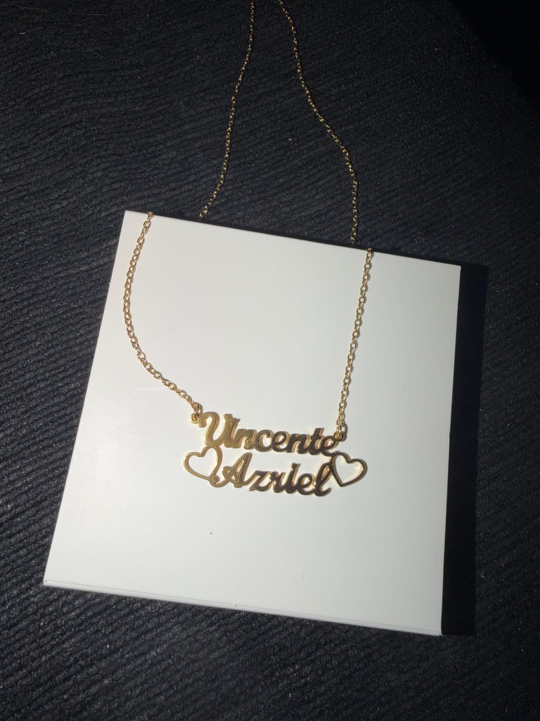 Customer photo review of Double Name Necklace