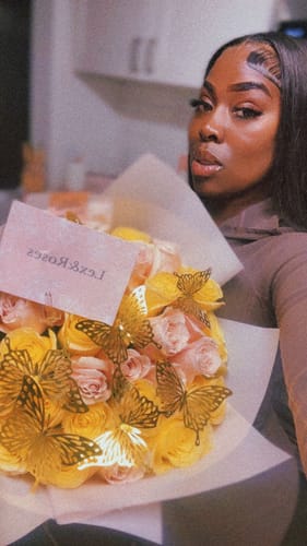 Customer photo review of Pink & Yellow Rose Bouquet