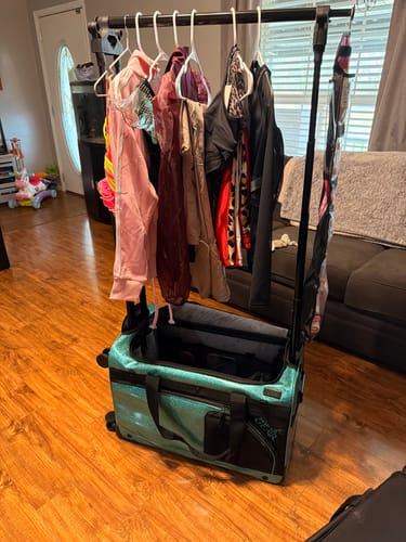 Customer photo review of Glam'r Gear Mobile Changing Station™ Dance Duffel Bag with Built-In uHide® Rack