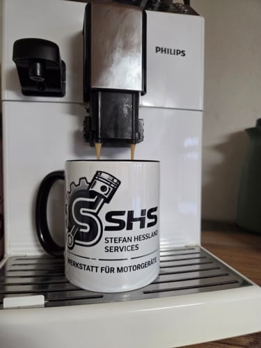 Customer photo review of TassenExpress - Becher Keramik Tasse mit Logo bedruckt 325ml Firmenlogo