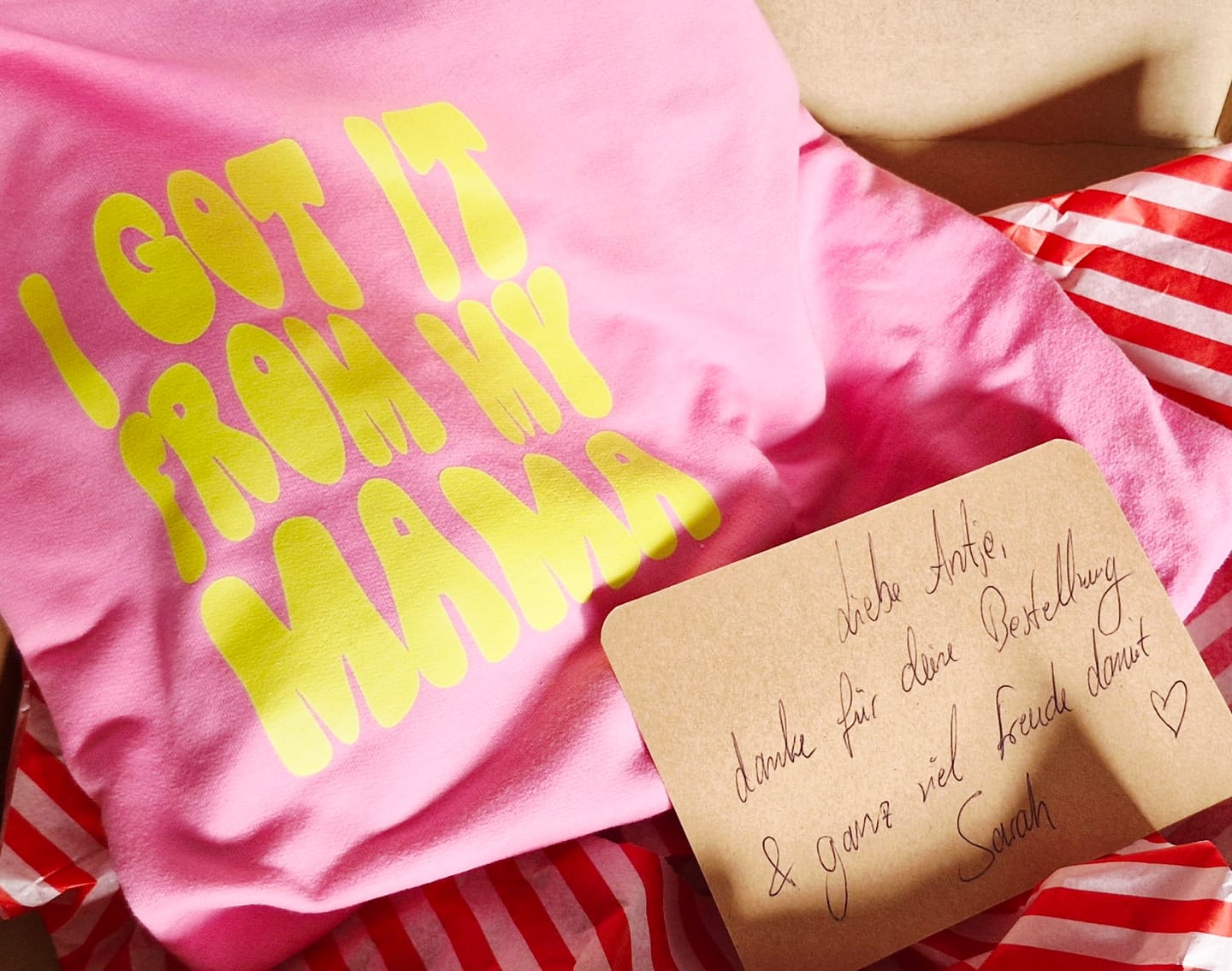 Customer photo review of I got it from my Mama Sweater Neon pink