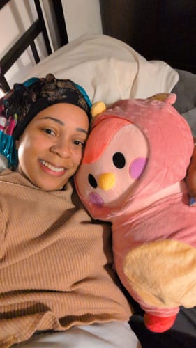 Customer photo review of Finch Plushie with Removable Costume - Your IRL Emotional Support Birb