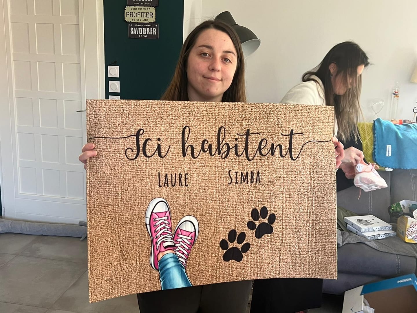 Customer photo review of Chaussures et pattes - Paillasson personnalisé