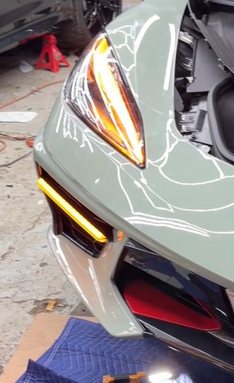 Customer photo review of 2020-Up Corvette C8 DRY CARBON FIBER Sequential LED DRL Light Bar Bezel Insert