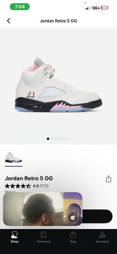 Customer photo review of Jordan 5 Retro Medium Soft Pink 12M/13.5W