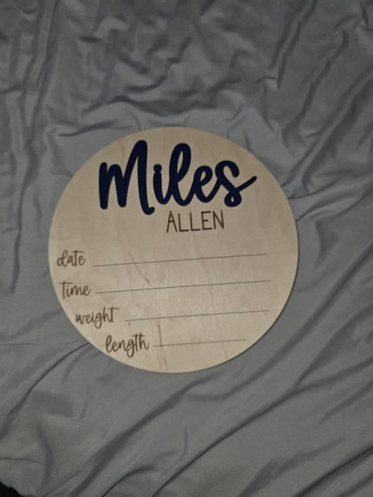 Customer photo review of Baby Name Announcement Sign with Stats