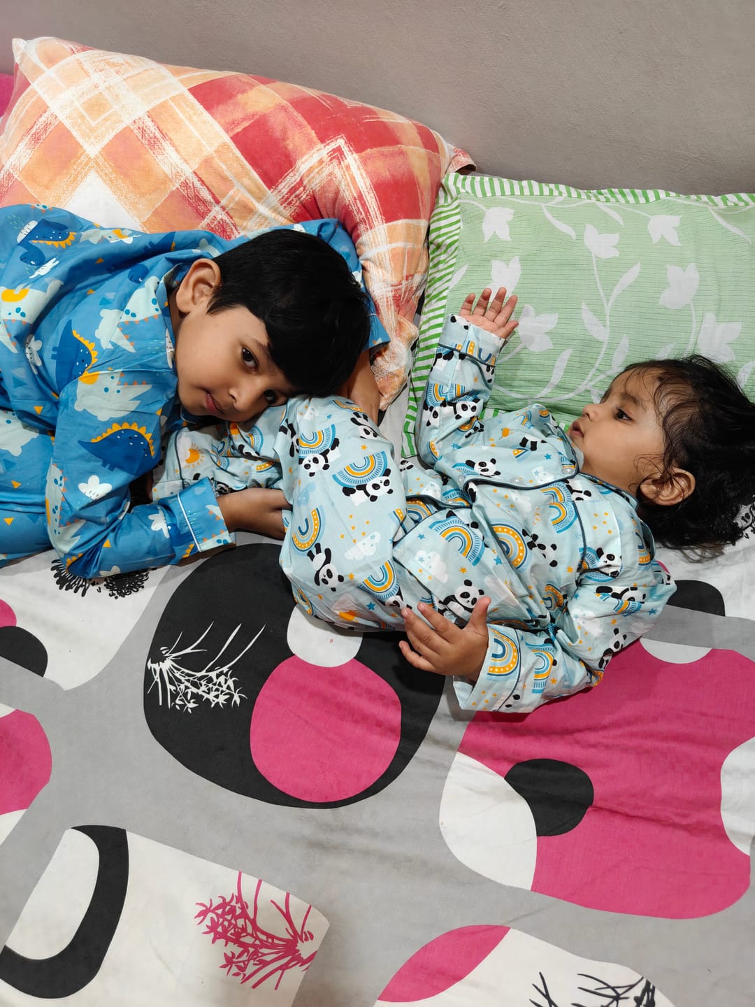 Customer photo review of Blue Jumping Dino Night Suit