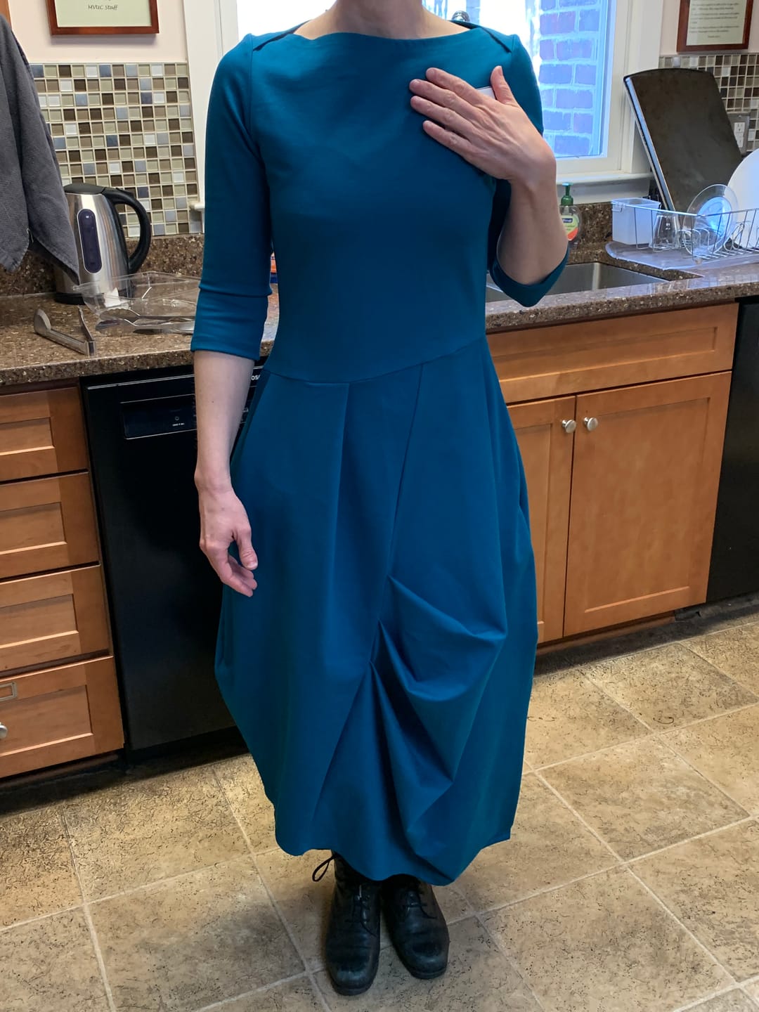 Customer photo review of Turquoise avant garde viscose dress