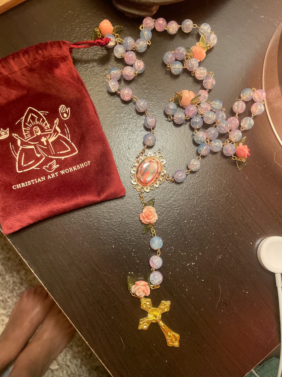 Customer photo review of FREE Today: Virgin Mary with Rose-Accented Rosary: Timeless Faith & Floral Faith Symbol