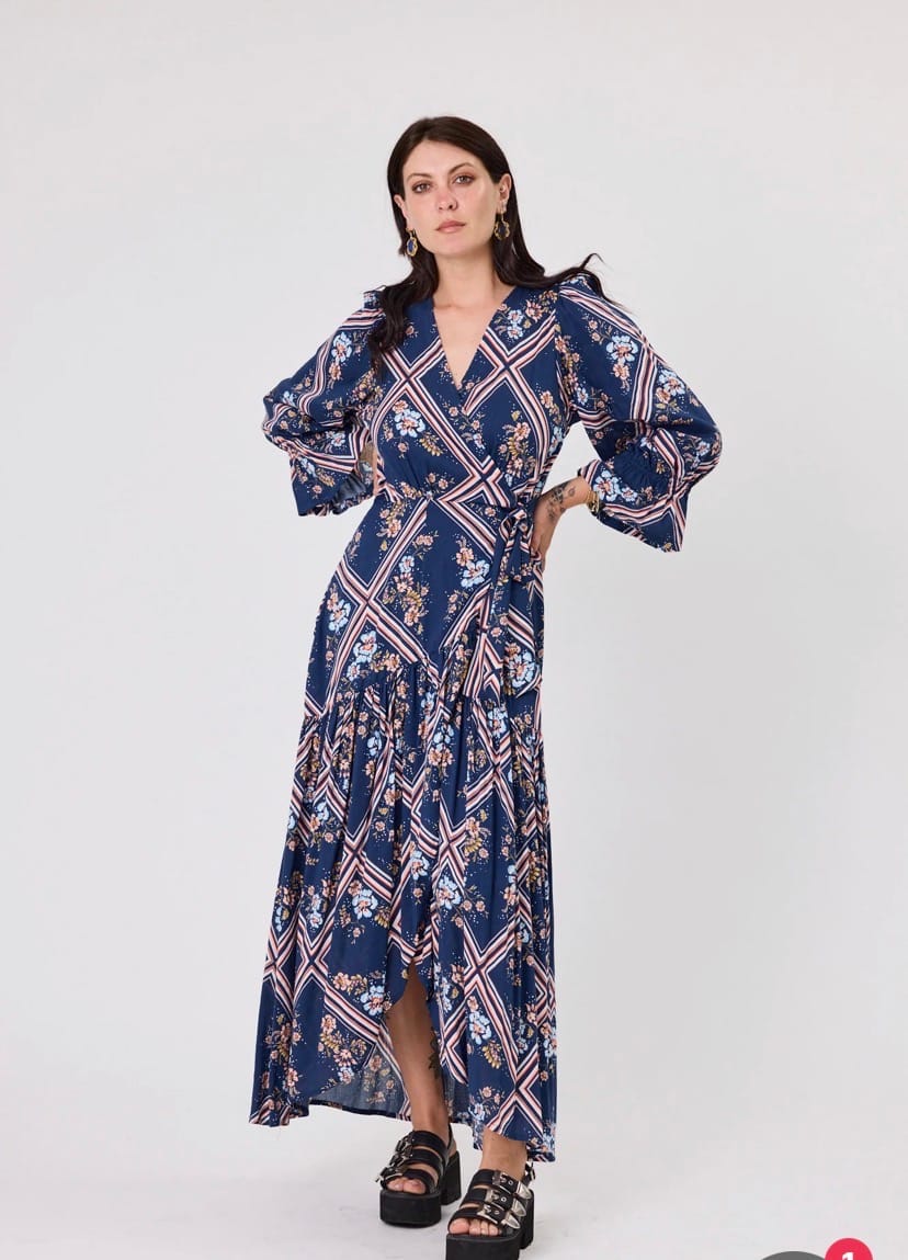 Customer photo review of Wyatt Dress | Monaco Scarf print